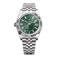 Global Traveller 42 – Green Sunburst Dial | Stainless Steel Jubilee Bracelet & Fluted Bezel
