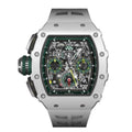 Skeleton Chronograph 44 – Openworked Dial with Green Accents | White Case & White Rubber Strap