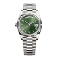 President 40 – Green Dial | Silver Tone Bracelet & Fluted Bezel