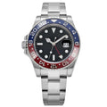 Dual Time 40 – Black Dial | Steel Bracelet & Red-Blue Ceramic Bezel